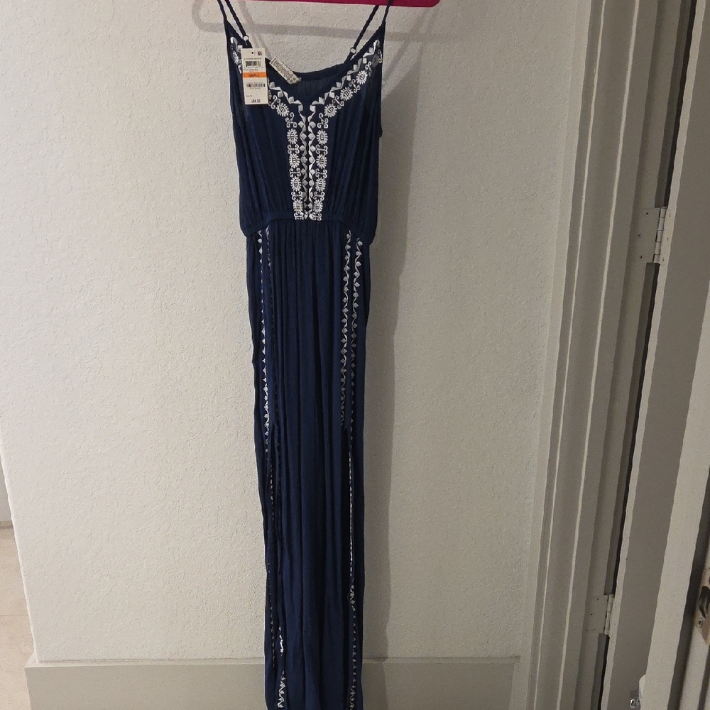 American Rag Navy Dress with White Embroidery